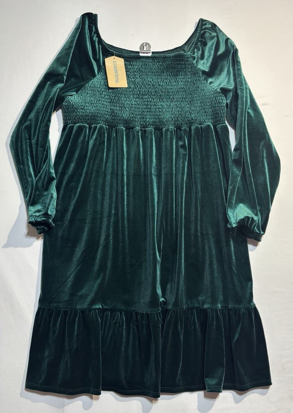 Thereabouts Girls 3XL Emerald Green Velvet Smocked Dress NWT Holiday